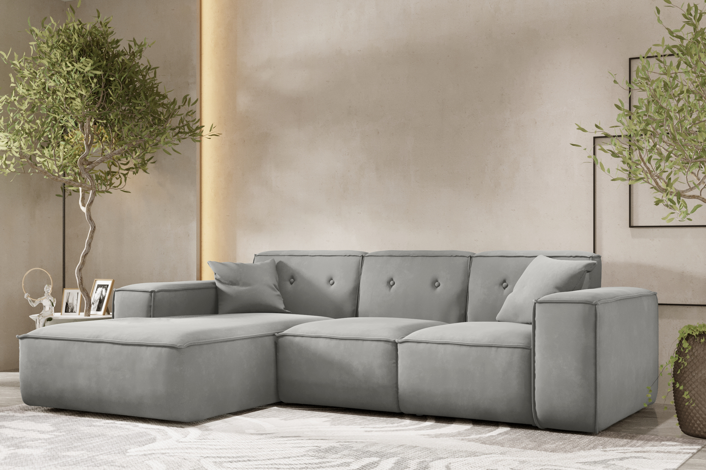 Ecksofa LUGA L Hellgrau